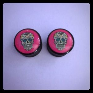 Dia de los muertos plug earrings